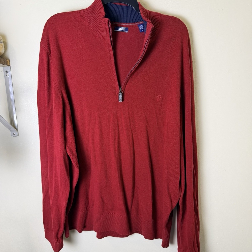 IZOD Advantage Performance Quarter Zip Sweatshirt Mens XL Burgundy Maroon